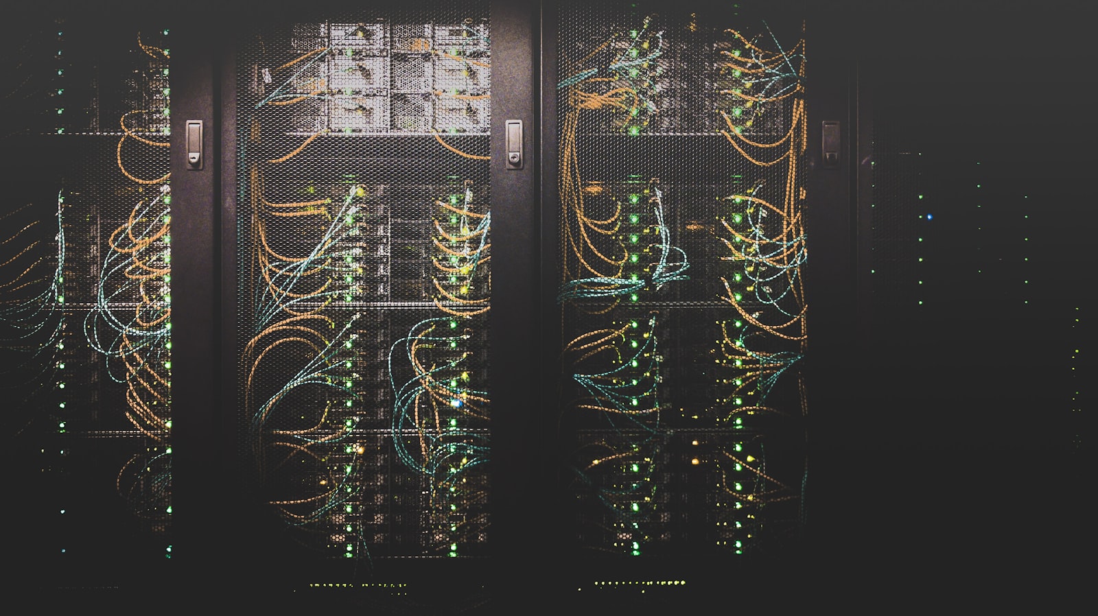 Server racks with cabling in the network room